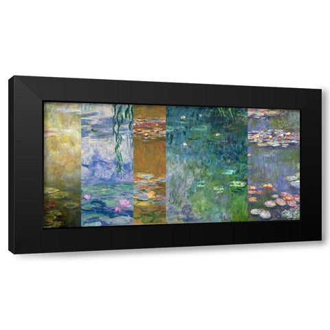 Waterlilies IV Black Modern Wood Framed Art Print with Double Matting by Monet, Claude