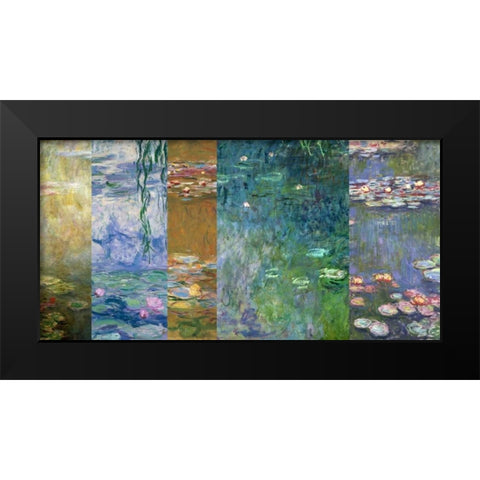 Waterlilies IV Black Modern Wood Framed Art Print by Monet, Claude