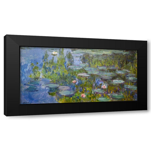Water Lilies Black Modern Wood Framed Art Print with Double Matting by Monet, Claude