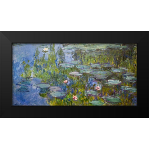 Water Lilies Black Modern Wood Framed Art Print by Monet, Claude