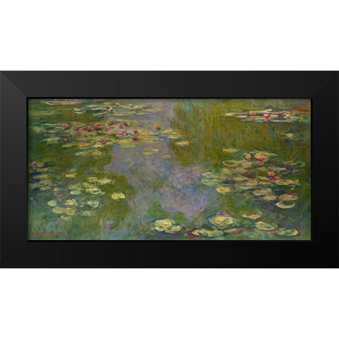 Water Lilies Black Modern Wood Framed Art Print by Monet, Claude