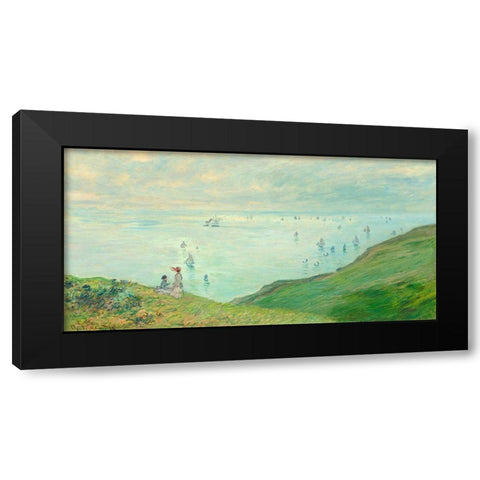 Cliffs at Pourville Black Modern Wood Framed Art Print by Monet, Claude