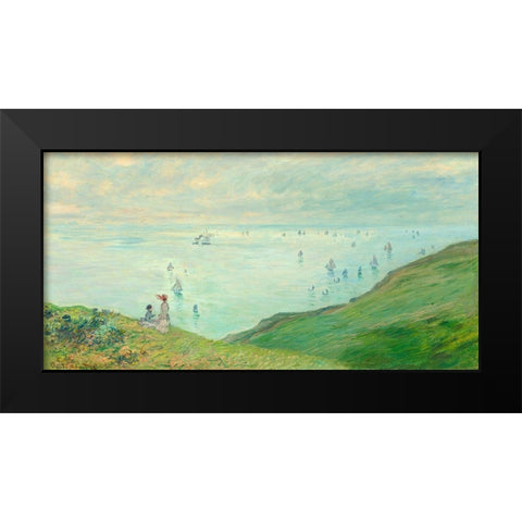 Cliffs at Pourville Black Modern Wood Framed Art Print by Monet, Claude