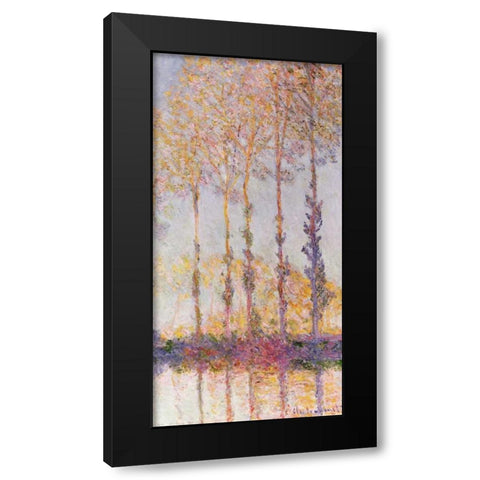 Poplars on the Banks of the Epte Black Modern Wood Framed Art Print with Double Matting by Monet, Claude