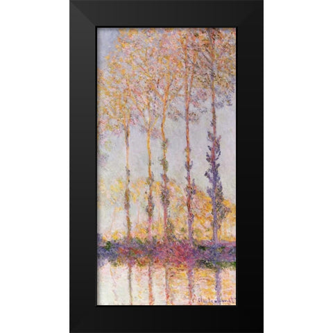 Poplars on the Banks of the Epte Black Modern Wood Framed Art Print by Monet, Claude