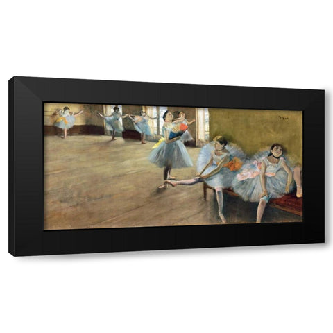 The Dance Class (detail) Black Modern Wood Framed Art Print by Degas, Edgar