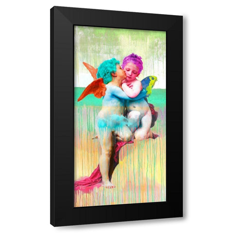 Bouguereau First Kiss 2.0 Black Modern Wood Framed Art Print with Double Matting by Eric, Chestier