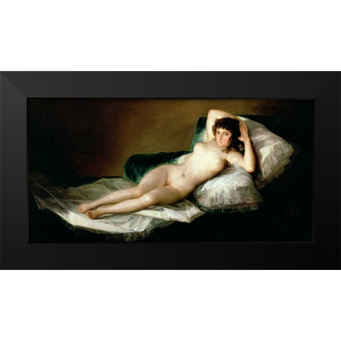 La Maja desnuda Black Modern Wood Framed Art Print by Goya, Francisco