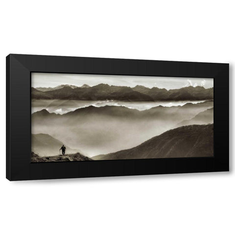 Across my world Black Modern Wood Framed Art Print by Ferrua, Fulvio