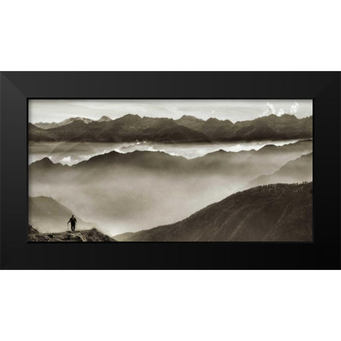 Across my world Black Modern Wood Framed Art Print by Ferrua, Fulvio