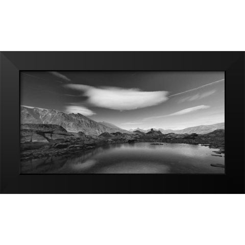 Think Blue Black Modern Wood Framed Art Print by Ferrua, Fulvio