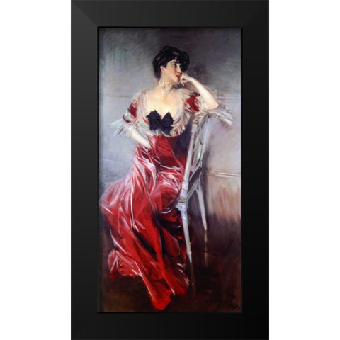 Miss Bell Black Modern Wood Framed Art Print by Boldini, Giovanni