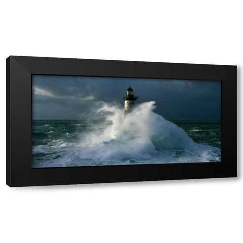Phare d Ar-Men Black Modern Wood Framed Art Print by Guichard, Jean
