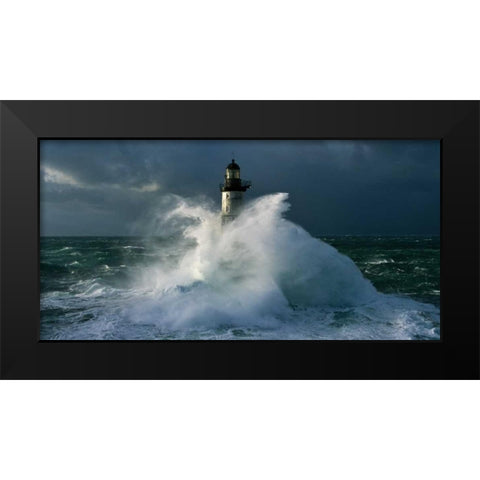 Phare d Ar-Men Black Modern Wood Framed Art Print by Guichard, Jean