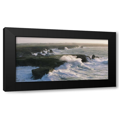Phare des Poulains lors d’une tempete Black Modern Wood Framed Art Print with Double Matting by Guichard, Jean