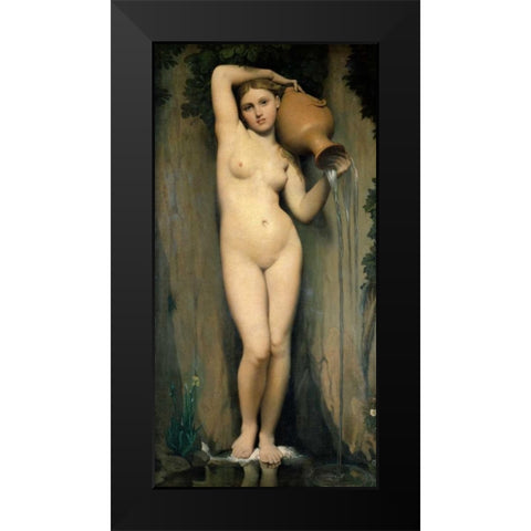 La source Black Modern Wood Framed Art Print by Ingres, Jean-Auguste-Dominique