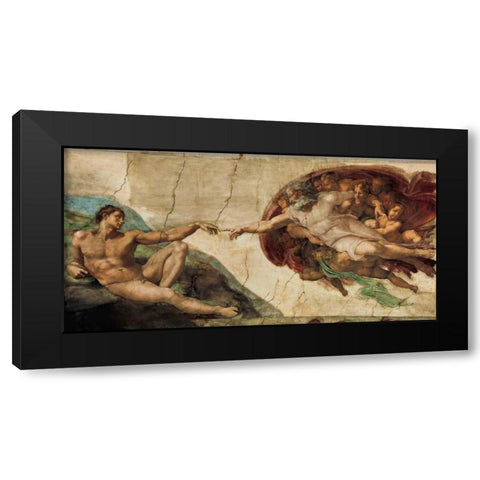 La creazione di Adamo Black Modern Wood Framed Art Print with Double Matting by Buonarroti, Michelangelo