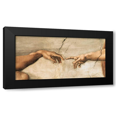 La creazione di Adamo Black Modern Wood Framed Art Print by Buonarroti, Michelangelo