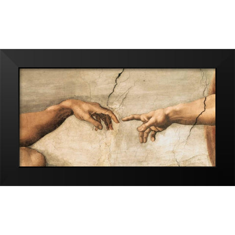 La creazione di Adamo Black Modern Wood Framed Art Print by Buonarroti, Michelangelo