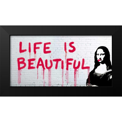 Life is beautiful Black Modern Wood Framed Art Print by Masterfunk Collective