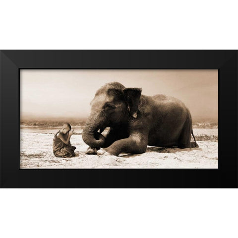 Praying by the River Black Modern Wood Framed Art Print by Moreau, Marc