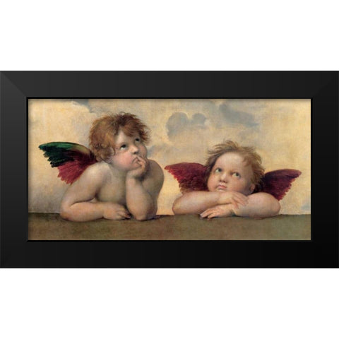 Angeli - Madonna Sistina Black Modern Wood Framed Art Print by Raffaello