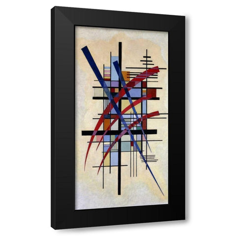 Zeichen mit Begleitung Black Modern Wood Framed Art Print by Kandinsky, Wassily