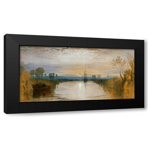 Chichester Canal Black Modern Wood Framed Art Print with Double Matting by Turner, William