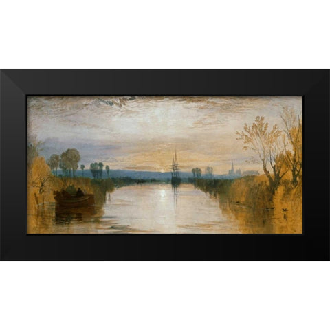 Chichester Canal Black Modern Wood Framed Art Print by Turner, William