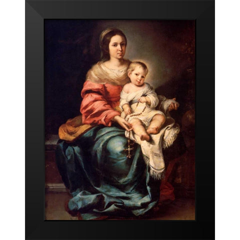 Madonna del Rosario Black Modern Wood Framed Art Print by Murillo, Bartolome Esteban