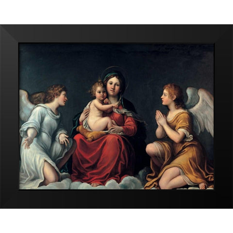 Madonna con Bambino ed angeli Black Modern Wood Framed Art Print by Albani, Francesco