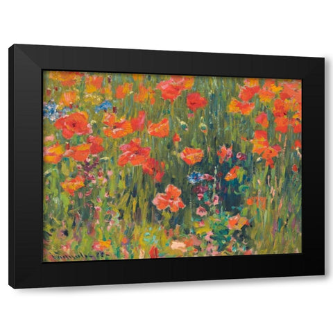 Poppies Black Modern Wood Framed Art Print with Double Matting by Vonnoh, Robert William