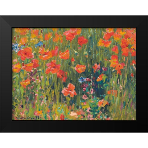 Poppies Black Modern Wood Framed Art Print by Vonnoh, Robert William
