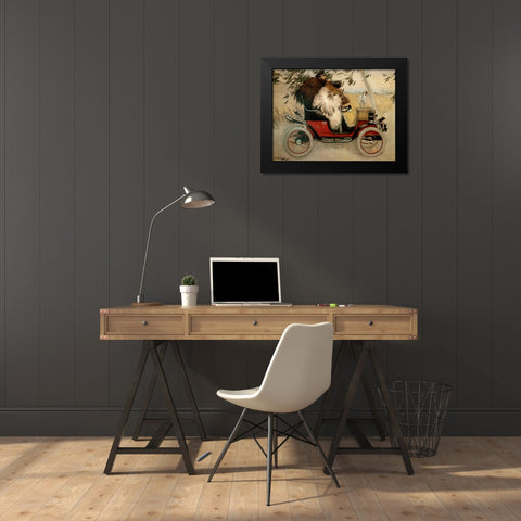 Ramon Casas and Pere Romeu in an Automobile Black Modern Wood Framed Art Print by Casas, Ramon