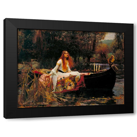 The Lady of Shalott Black Modern Wood Framed Art Print with Double Matting by Waterhouse, John William