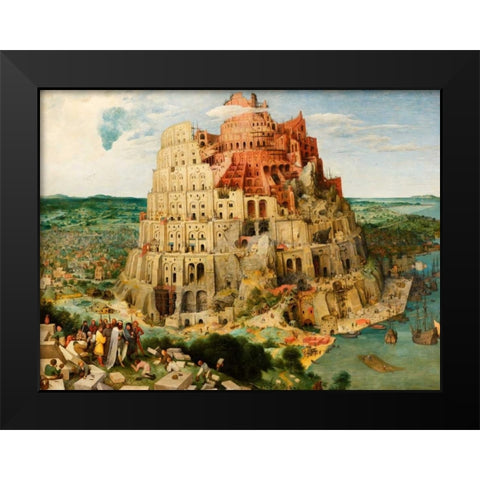 The Tower of Babel  Black Modern Wood Framed Art Print by Bruegel the Elder, Pieter