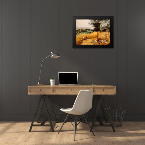 The Harvesters Black Modern Wood Framed Art Print by Bruegel the Elder, Pieter