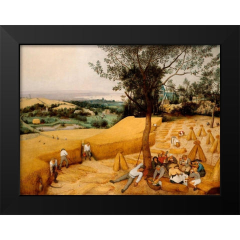 The Harvesters Black Modern Wood Framed Art Print by Bruegel the Elder, Pieter