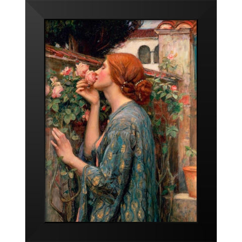 The Soul of the Rose Black Modern Wood Framed Art Print by Waterhouse, John William