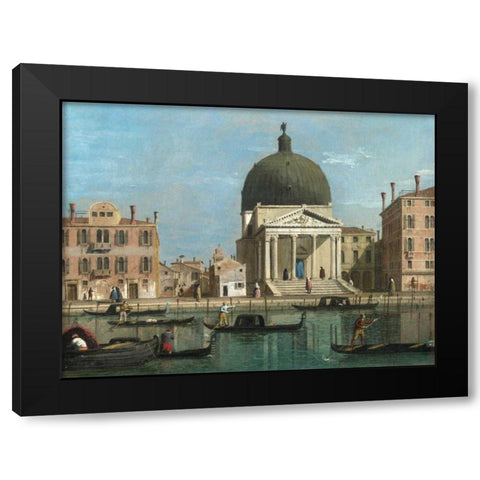 Venice Black Modern Wood Framed Art Print with Double Matting by Follower of Canaletto