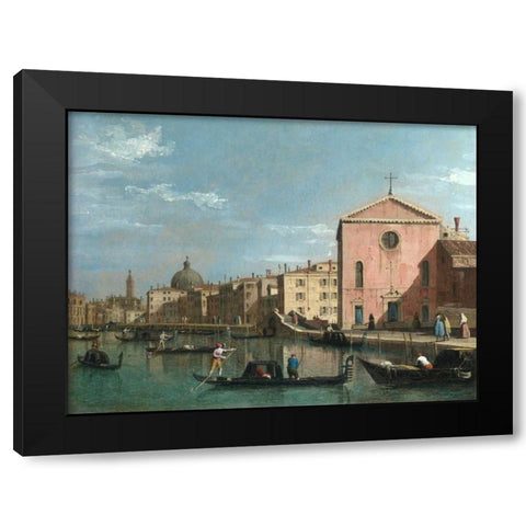 The Grand Canal facing Santa Croce, Venice Black Modern Wood Framed Art Print by Follower of Canaletto