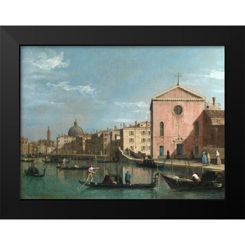 The Grand Canal facing Santa Croce, Venice Black Modern Wood Framed Art Print by Follower of Canaletto
