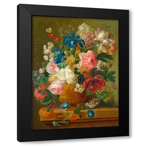 Flowers in a vase Black Modern Wood Framed Art Print with Double Matting by Bosschaert the Elder, Ambrosius