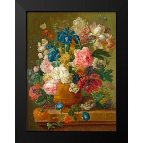 Flowers in a vase Black Modern Wood Framed Art Print by Bosschaert the Elder, Ambrosius