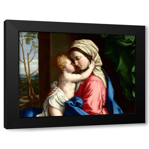 The Virgin and Child embracing (detail) Black Modern Wood Framed Art Print with Double Matting by Sassoferrato