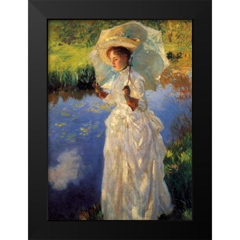 Morning walk Black Modern Wood Framed Art Print by Singer Sargent, John