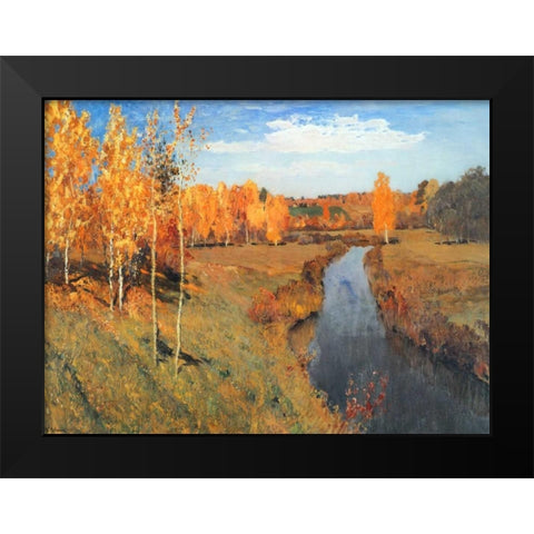 Golden Autumn Black Modern Wood Framed Art Print by Levitan, Isaac