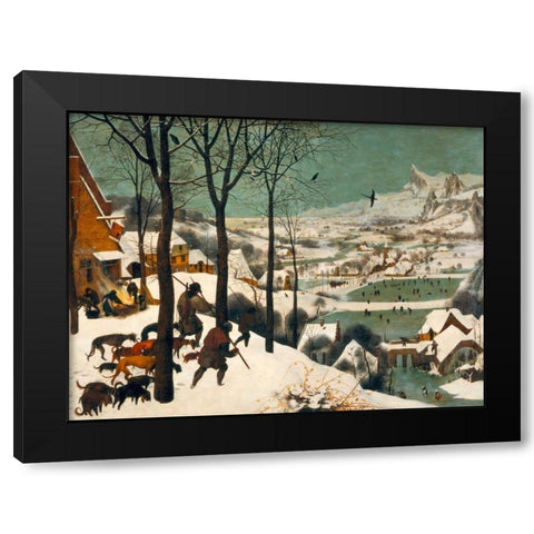 Hunters in the Snow (Winter) Black Modern Wood Framed Art Print with Double Matting by Bruegel the Elder, Pieter