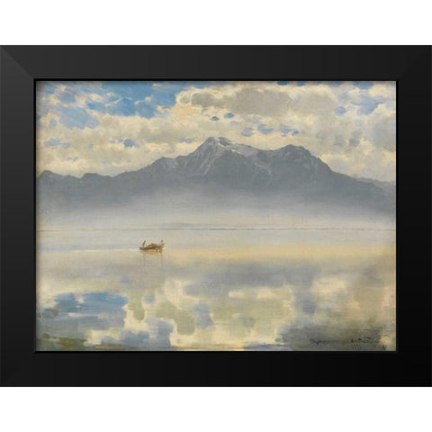 Chiemseespiegel Black Modern Wood Framed Art Print by Wopfner, Joseph