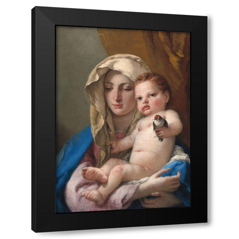 Madonna of the goldfinch Black Modern Wood Framed Art Print with Double Matting by Tiepolo, Giovanni Battista